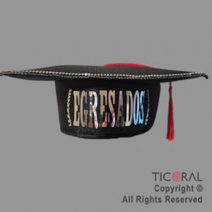 SOMBRERO EGRESADOS METALIZADO PLATA CON GUARDA x 5